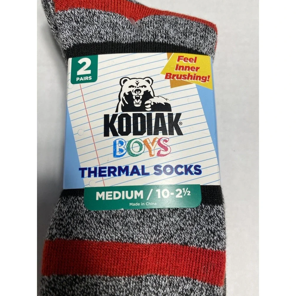 kodiak boys thermal creek socks 2 pairs 1‎ pack size medium 10 - 2.5